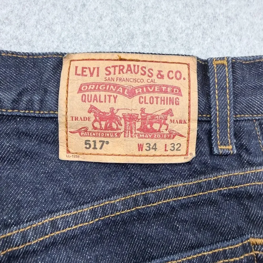 Levi's 517 Men's Boot Cut Jeans Dark Blue W34 L32 100% Cotton - Picture 7 of 15